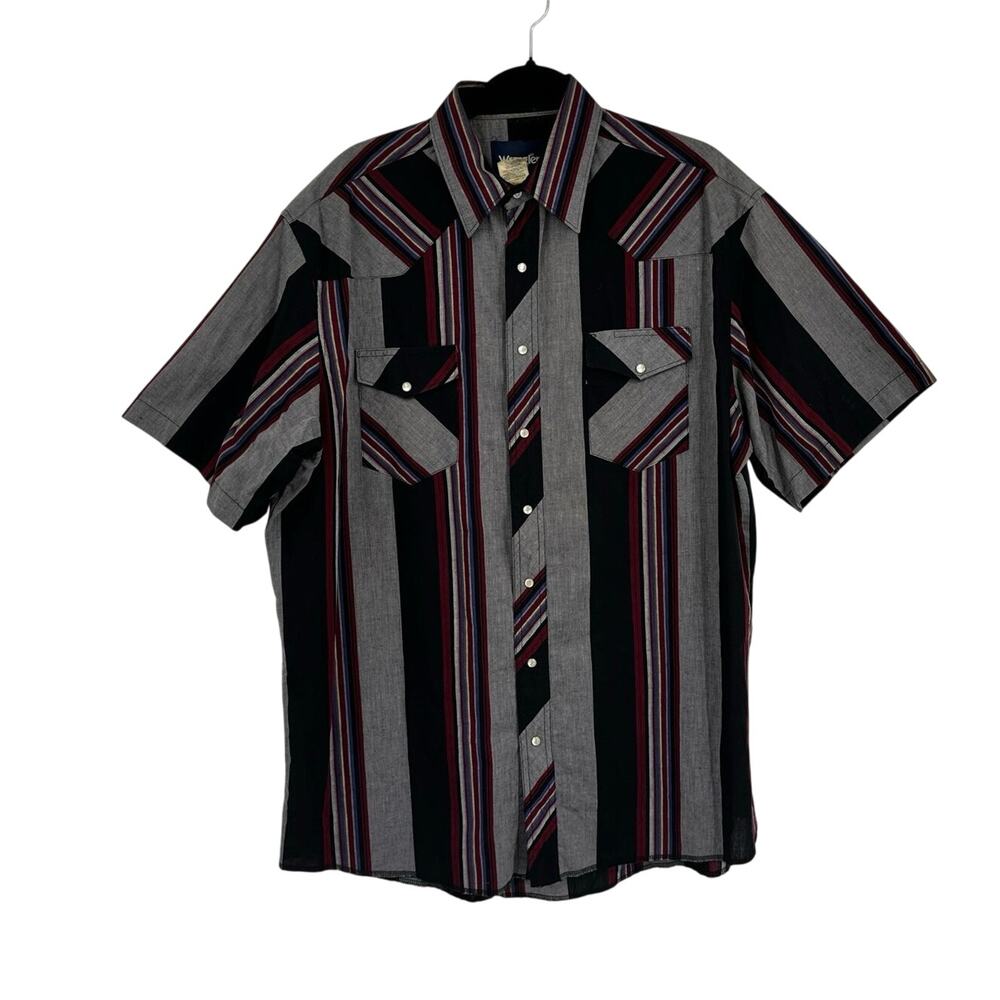 Wrangler Vintage 80s 90s Western Short Sleeve Pearl Snap Men’s 17.5 Tall Stripe